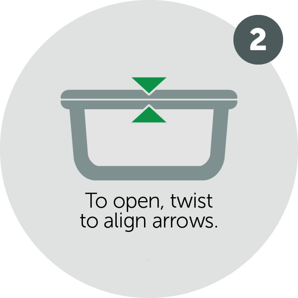 To open, twist to align arrows.